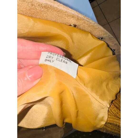 Vintage Altman Of Dallas Suede Knit Jacket 46 (XL) Beige Wool Blend Chore Coat - Picture 9 of 12